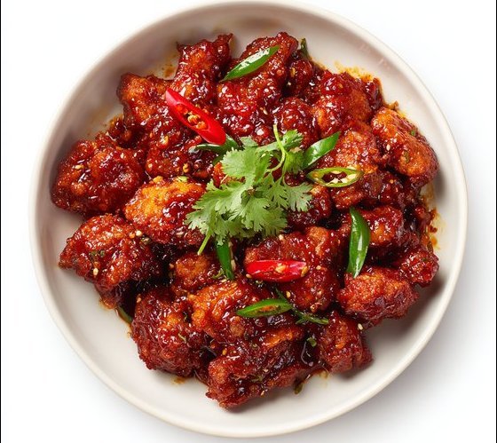 Crispy Indo-Chinese Chilli Chicken tossed with garlic, green chilies, and peppers at House of Biryanis & Kebabs in Iselin, NJ